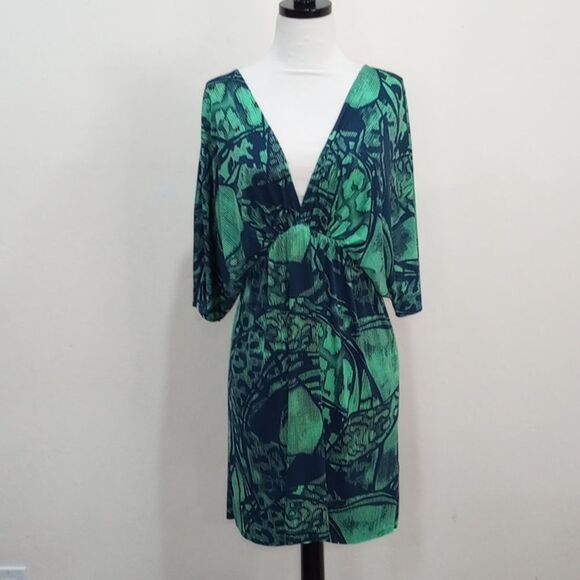 NEW! T-Bags Los Angeles Plunging Kimono Style Dress Beach Cover Up - L - Picture 3 of 9